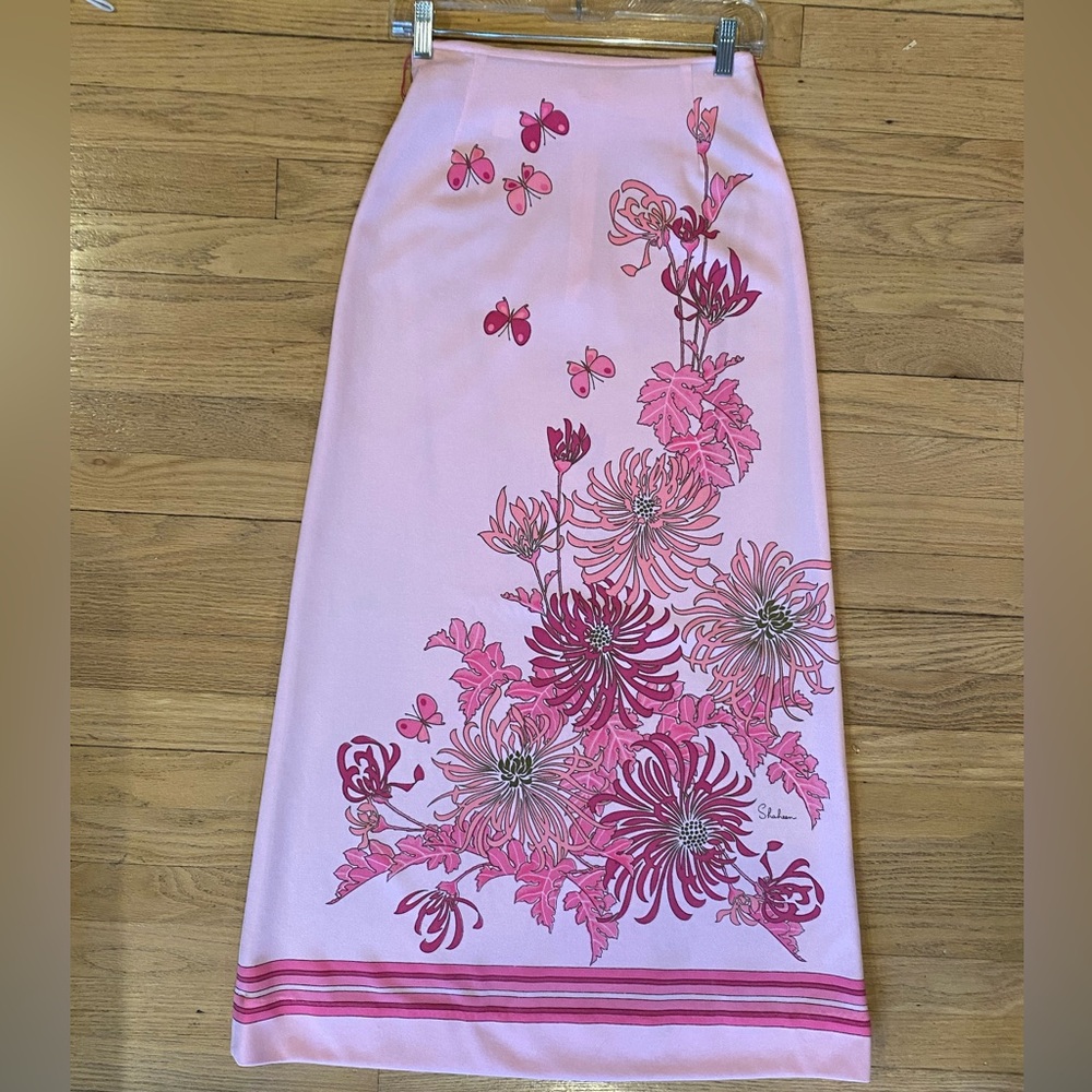 Vintage 1970’s Miss Shaheen Of CA Floral Butterfly Print Maxi Hippie Boho Skirt